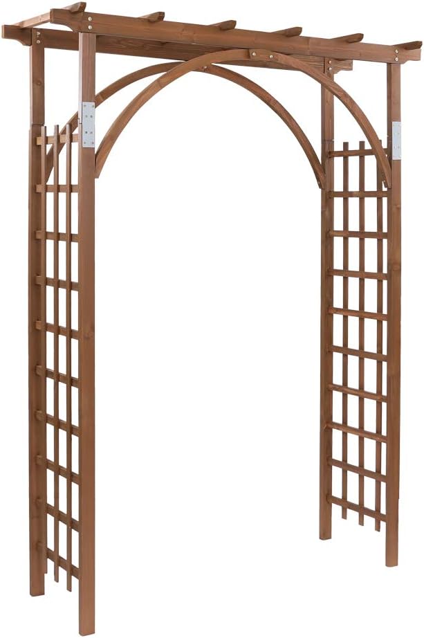 Outvita 7 Ft Dark Brown Wooden Garden Arbor Arch Trellis