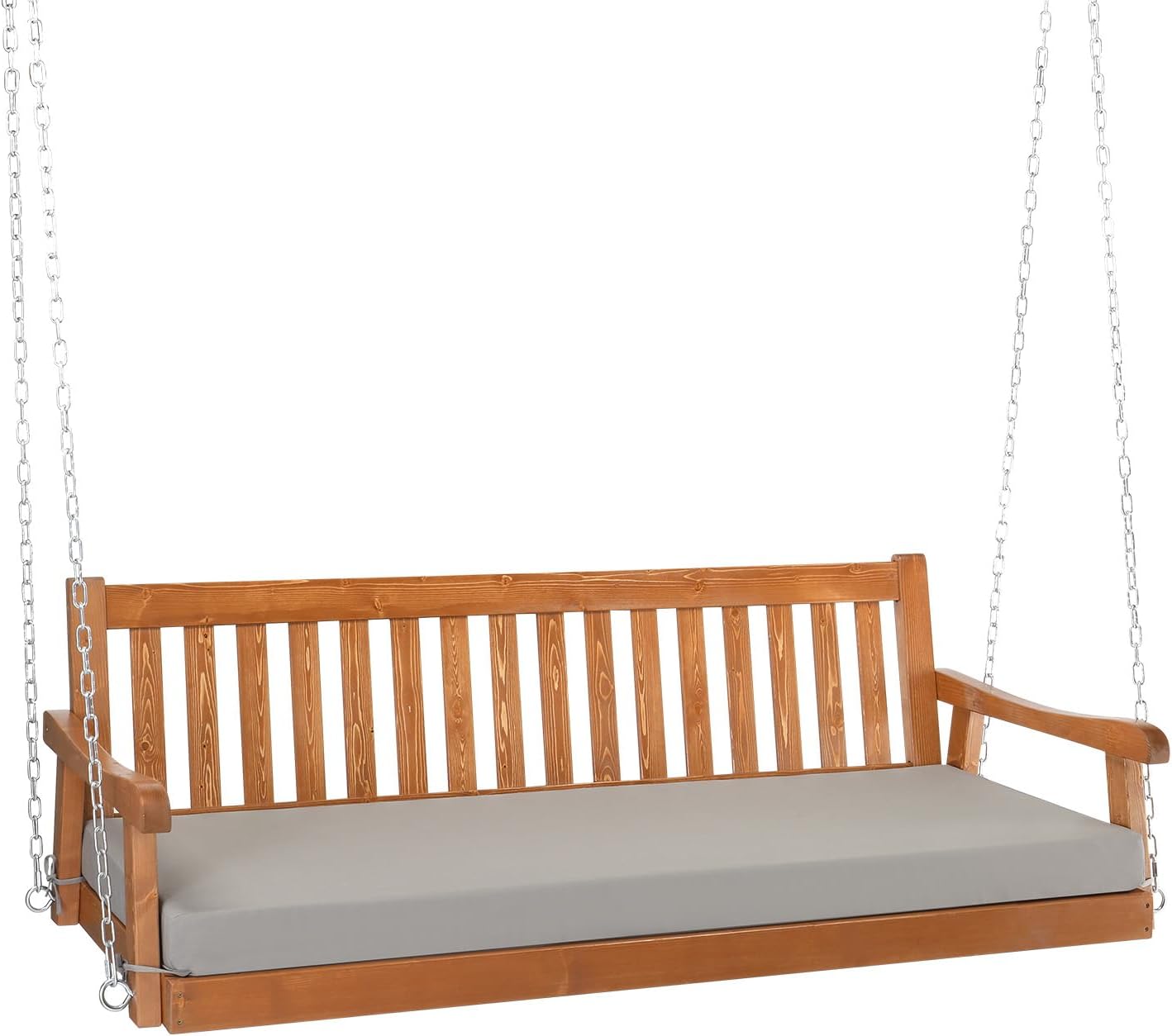 VINGLI 6 Ft Wooden Porch Swing Bed, 880 lb Capacity, Pine, Brown