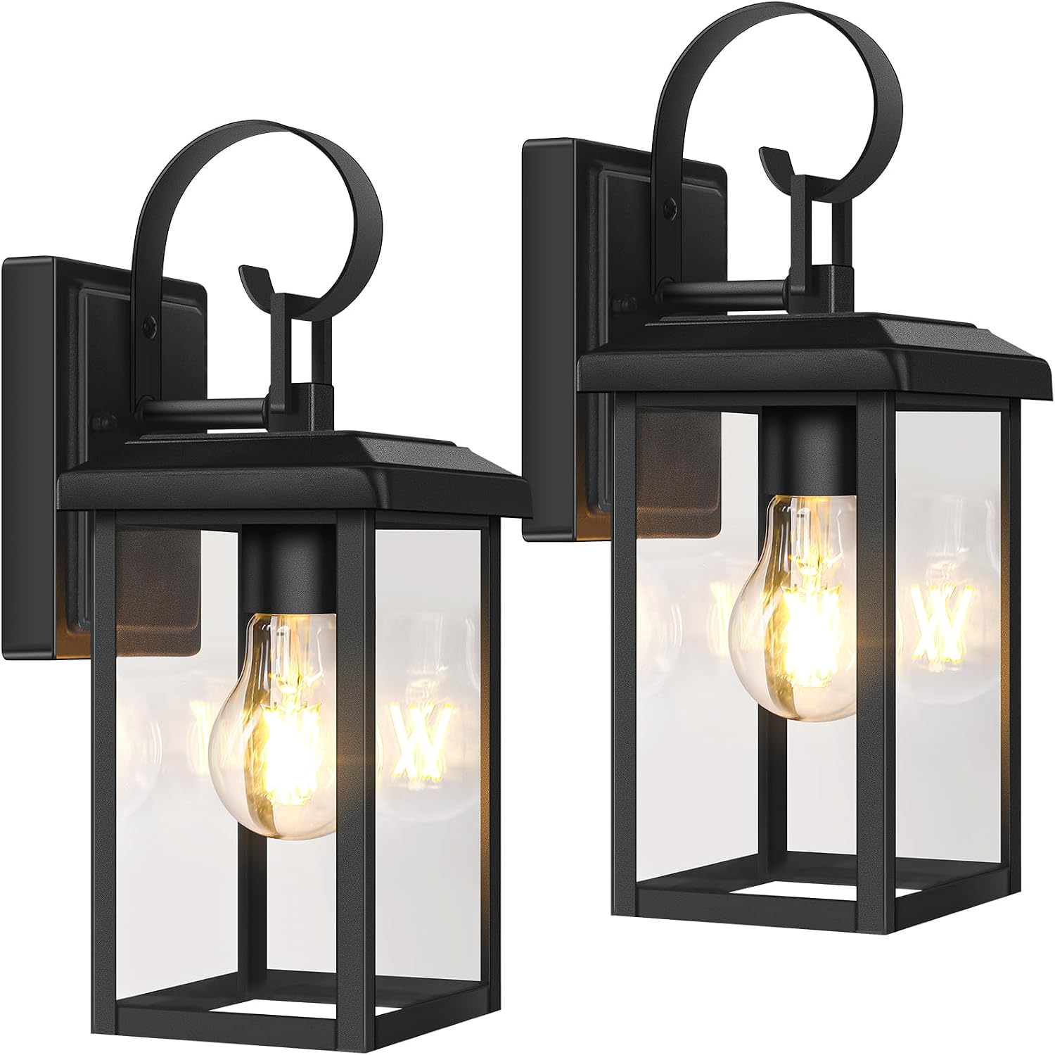 BesLowe 2 Pack Modern Outdoor Wall Sconces, Black Porch Lights