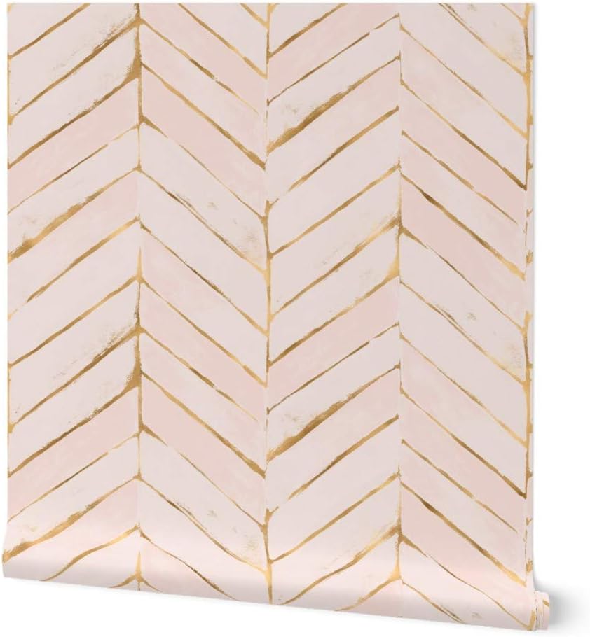 Spoonflower Blush Pink Faux Gold Peel and Stick Removable Wallpaper