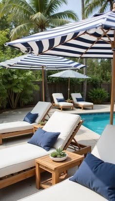 Poolside area styled with a clear resort-inspired direction