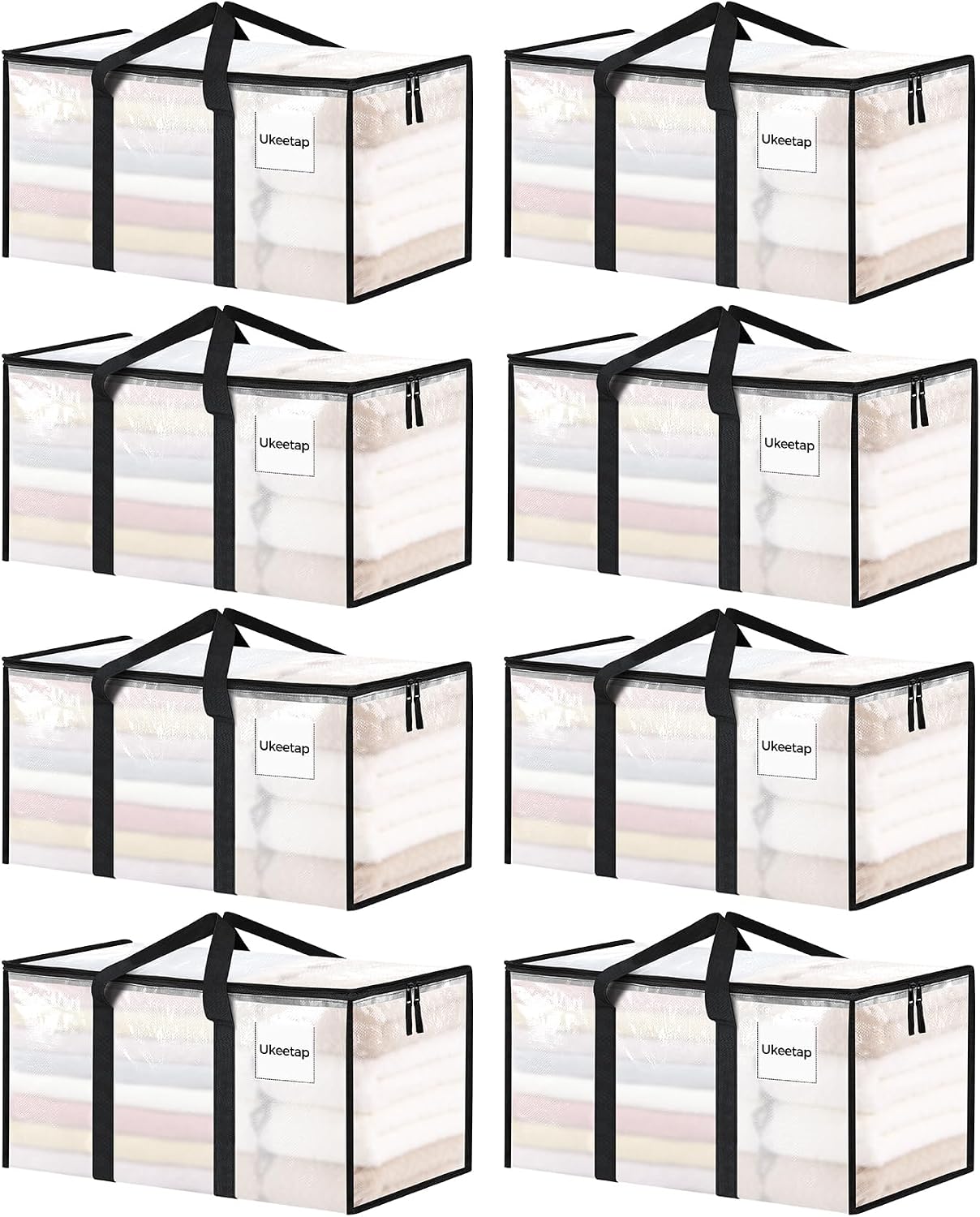 ukeetap 8 Pack Extra Large Clear Storage Bins with Lids