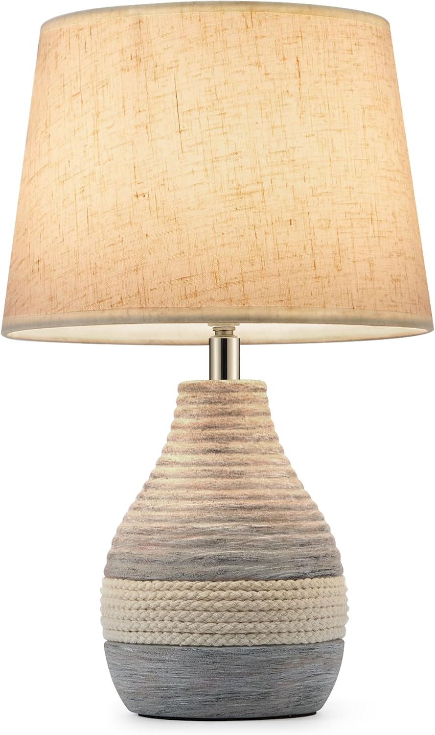 Small Rechargeable Cordless Ceramic Table Lamp, 13 Inch, Coastal Style