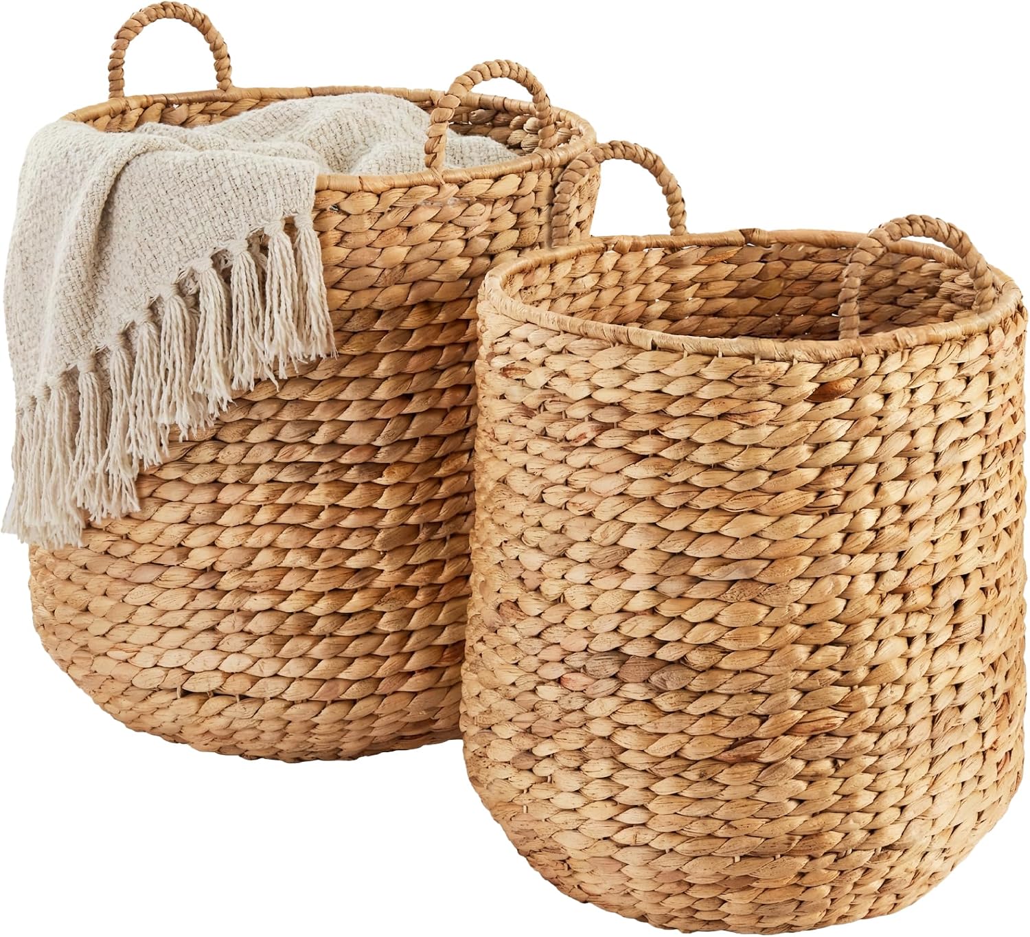 Best Choice Products 2 Piece Round Nesting Baskets, Handwoven Water Hyacinth