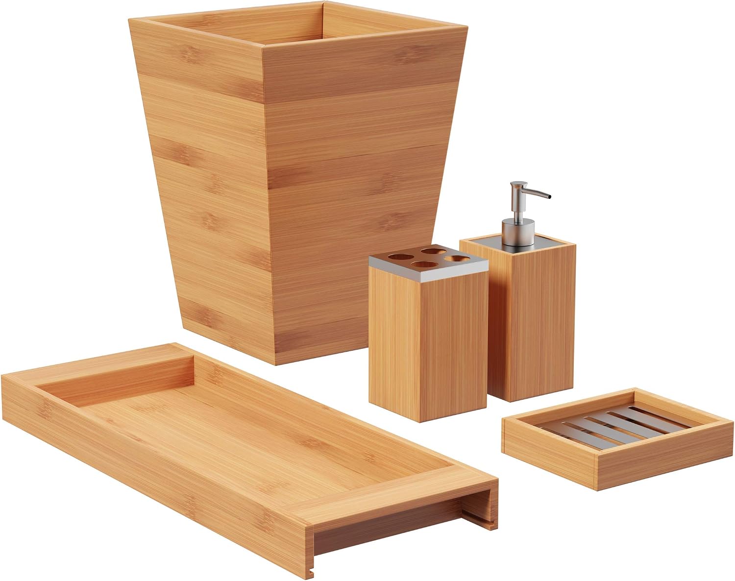 Lavish Home Bathroom Decor Set, Natural, 5 Piece