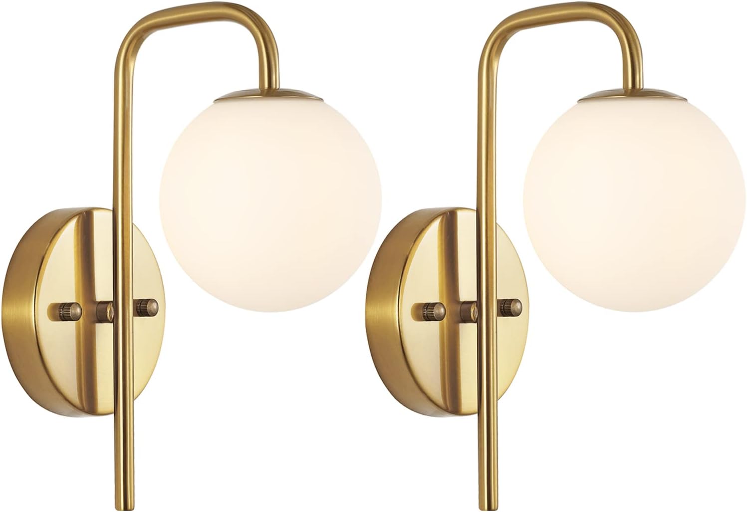 BYOLIIMA Modern Gold Globe Wall Sconce Set of 2 for Bathroom Vanity Lighting