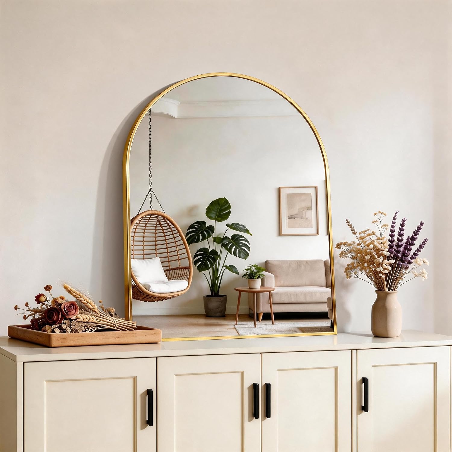 CIRCUMI Gold Arched Wall Mirror, 24 x 30 Inch, Bathroom and Vanity Mirror
