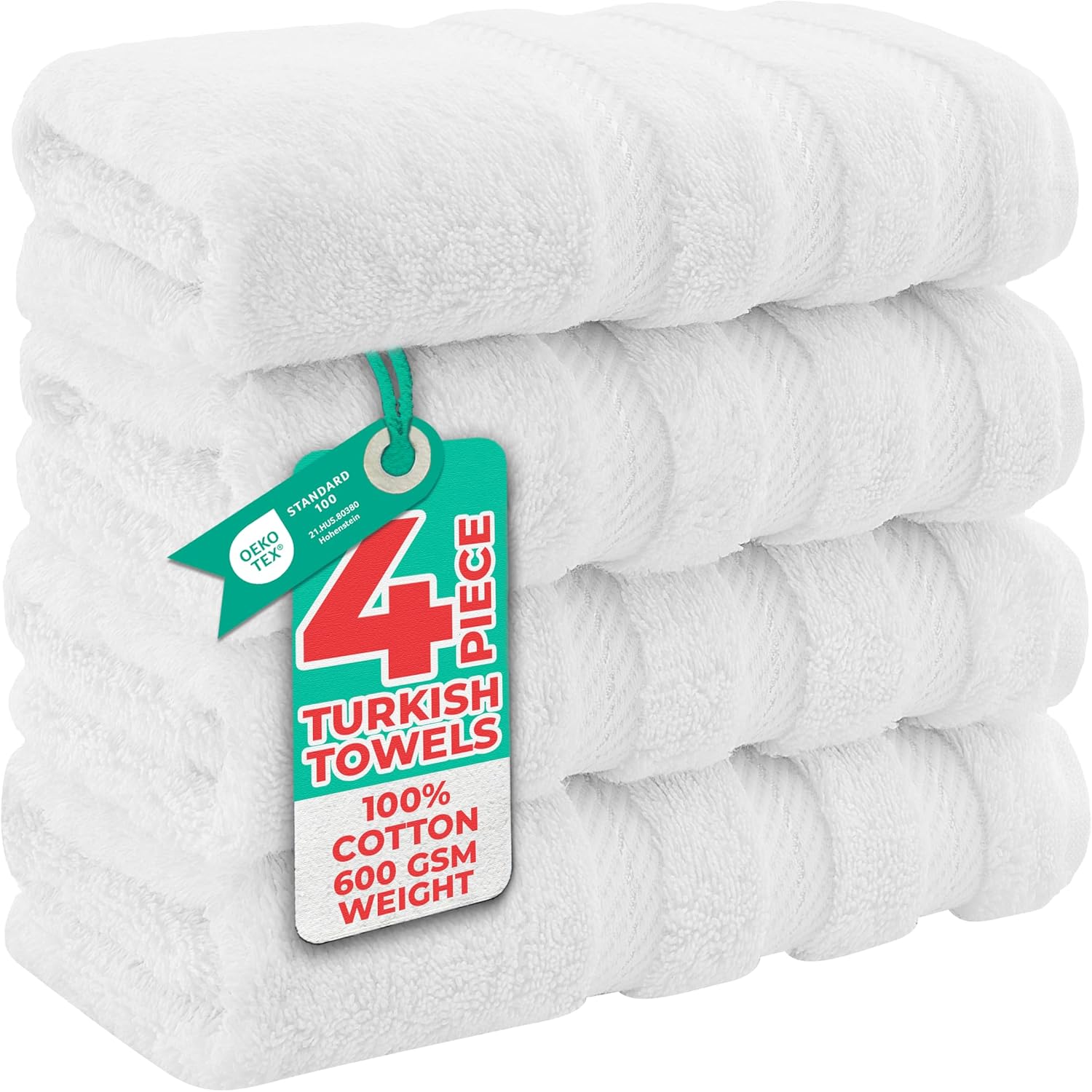 American Soft Linen 100% Cotton Luxury Turkish Hand Towels, 4 Piece Set