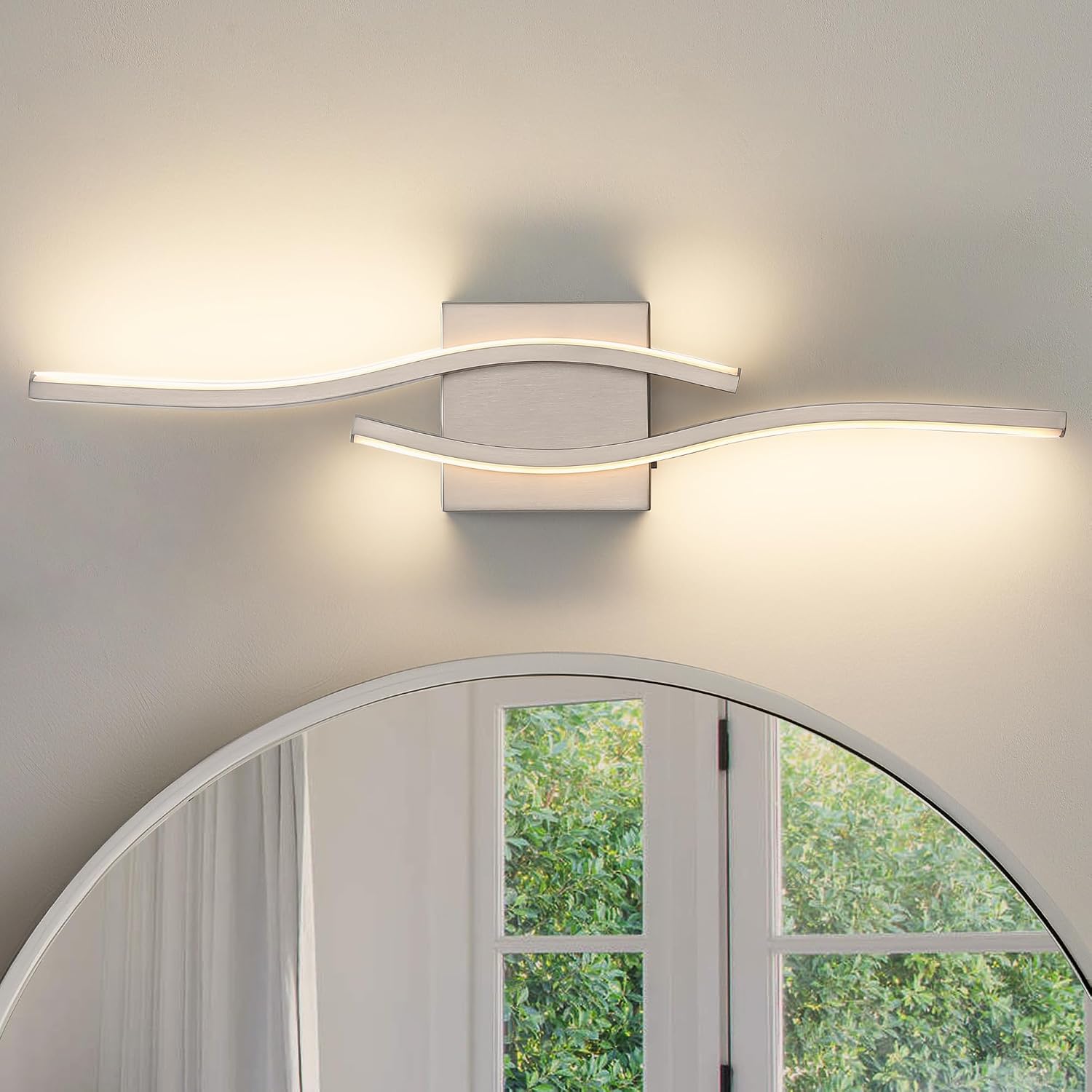 Joossnwell Brushed Nickel Dimmable Bathroom Vanity Light Fixture, 5 Color Temperatures