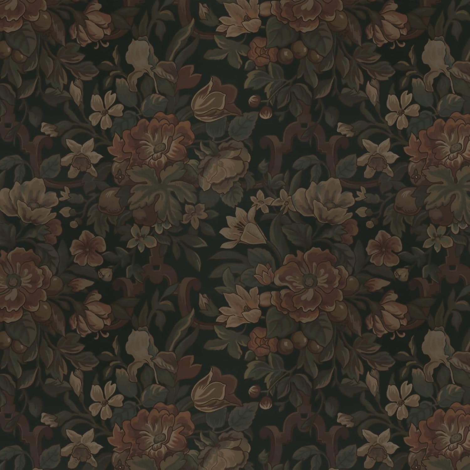 Dimoon Vintage Dark Green Floral Peel and Stick Wallpaper, Moody Victorian Style