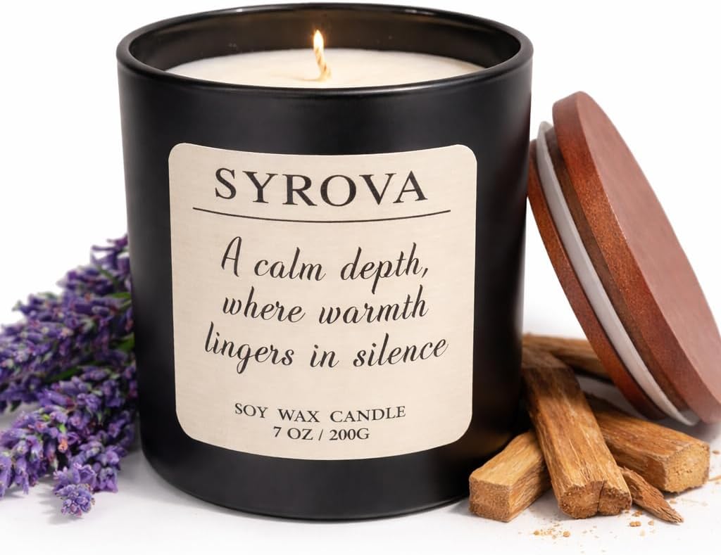 Lavender and Sandalwood Luxury Scented Soy Candle, 7 oz