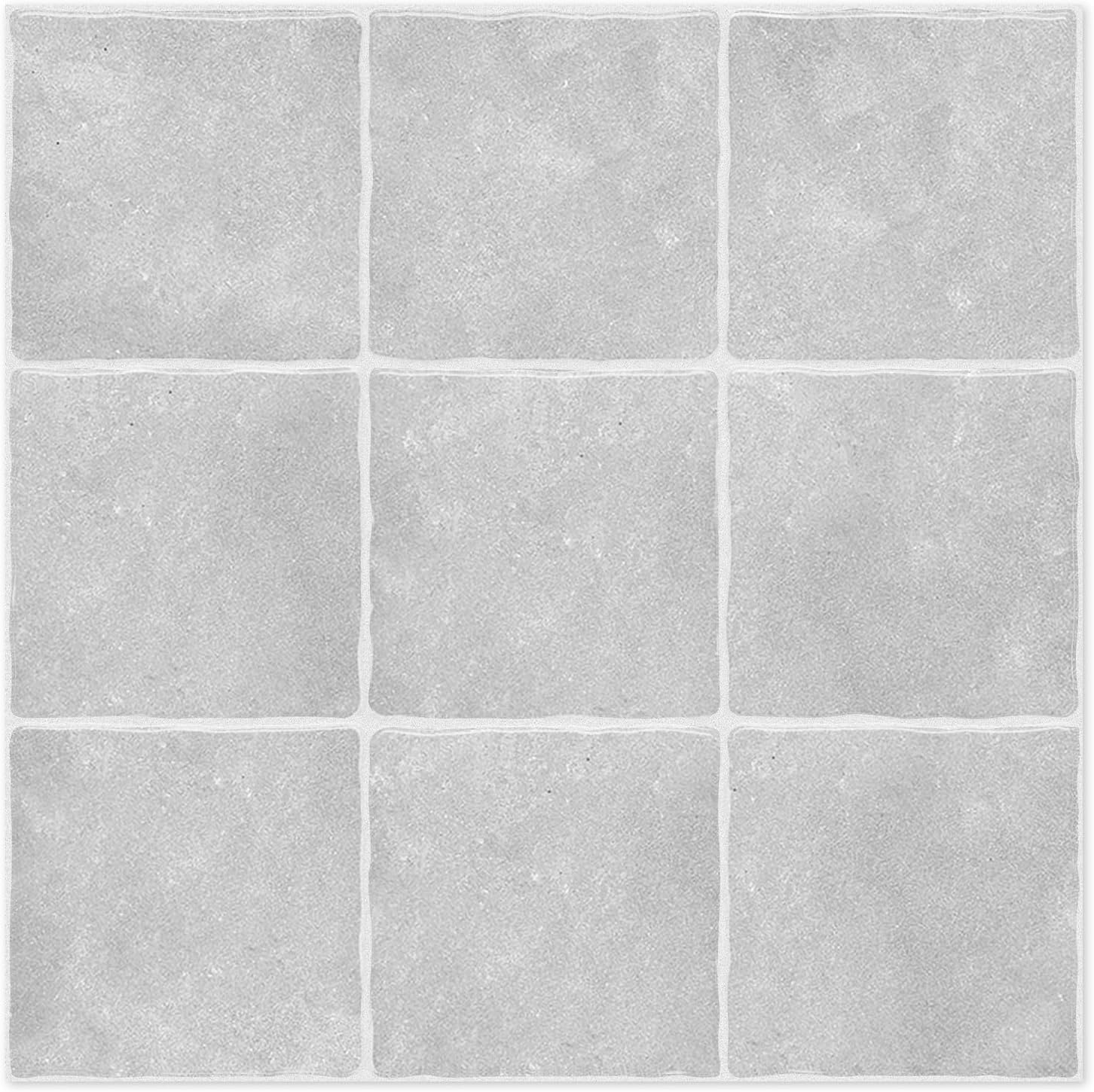 Zellige-Look Peel and Stick Backsplash Tile, Grey, 10 Sheets