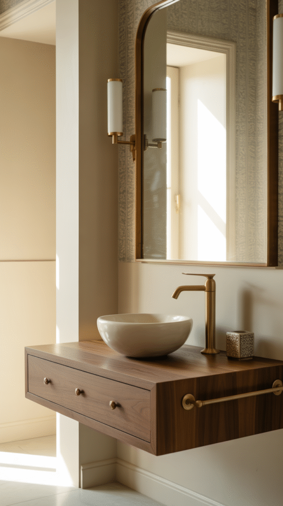 A small powder room vanity with real personality and character