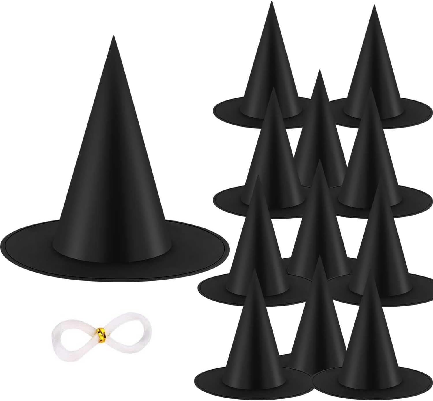 12 Piece Black Witch Hats for Pumpkins and Party Decoration