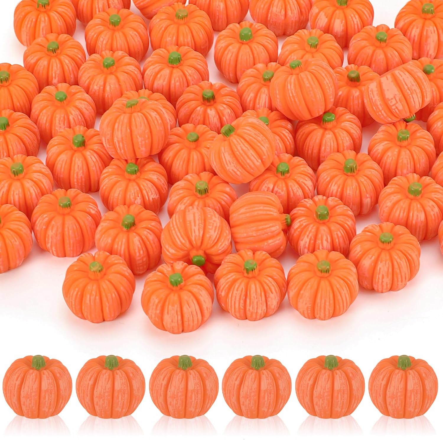 JUNEBRUSHS 50 Piece Mini Artificial Pumpkins for Vase Filler and Decor