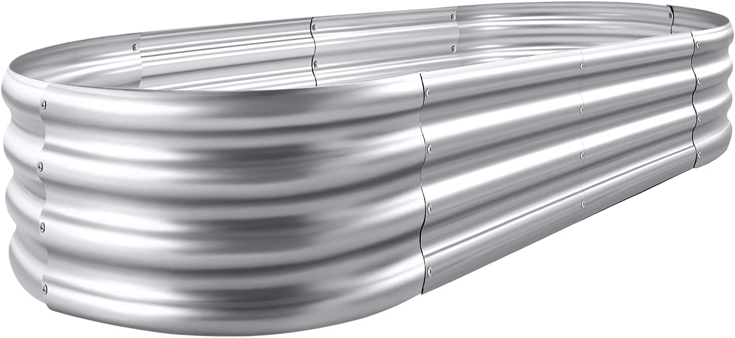 Land Guard Galvanized Oval Raised Garden Bed Kit, 6 x 3 x 1 Ft