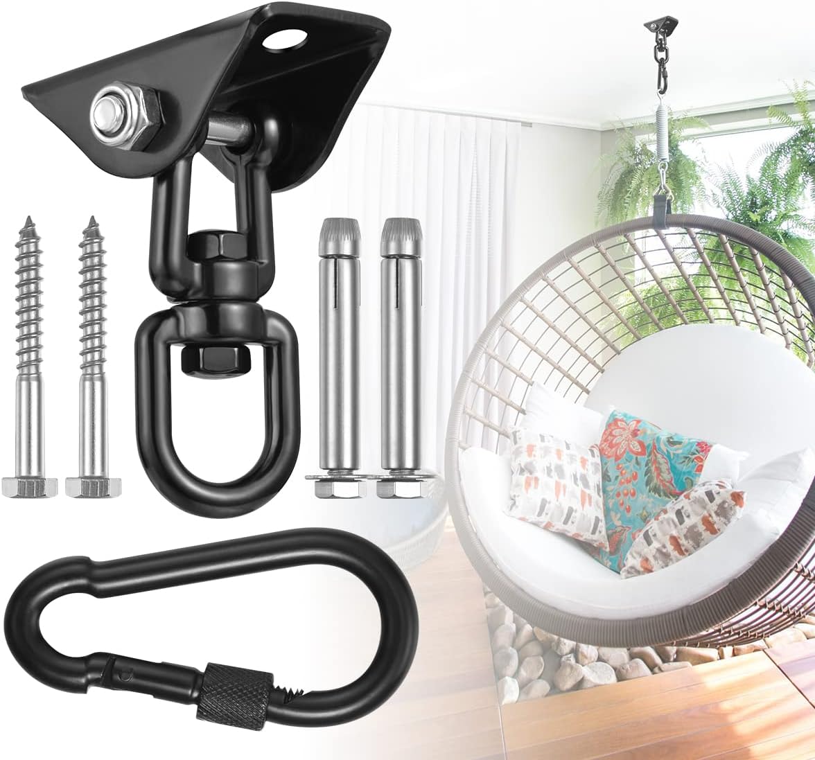 Hammock Hanging Kit, 360 Degree Rotating Hardware, 1000 lb Capacity