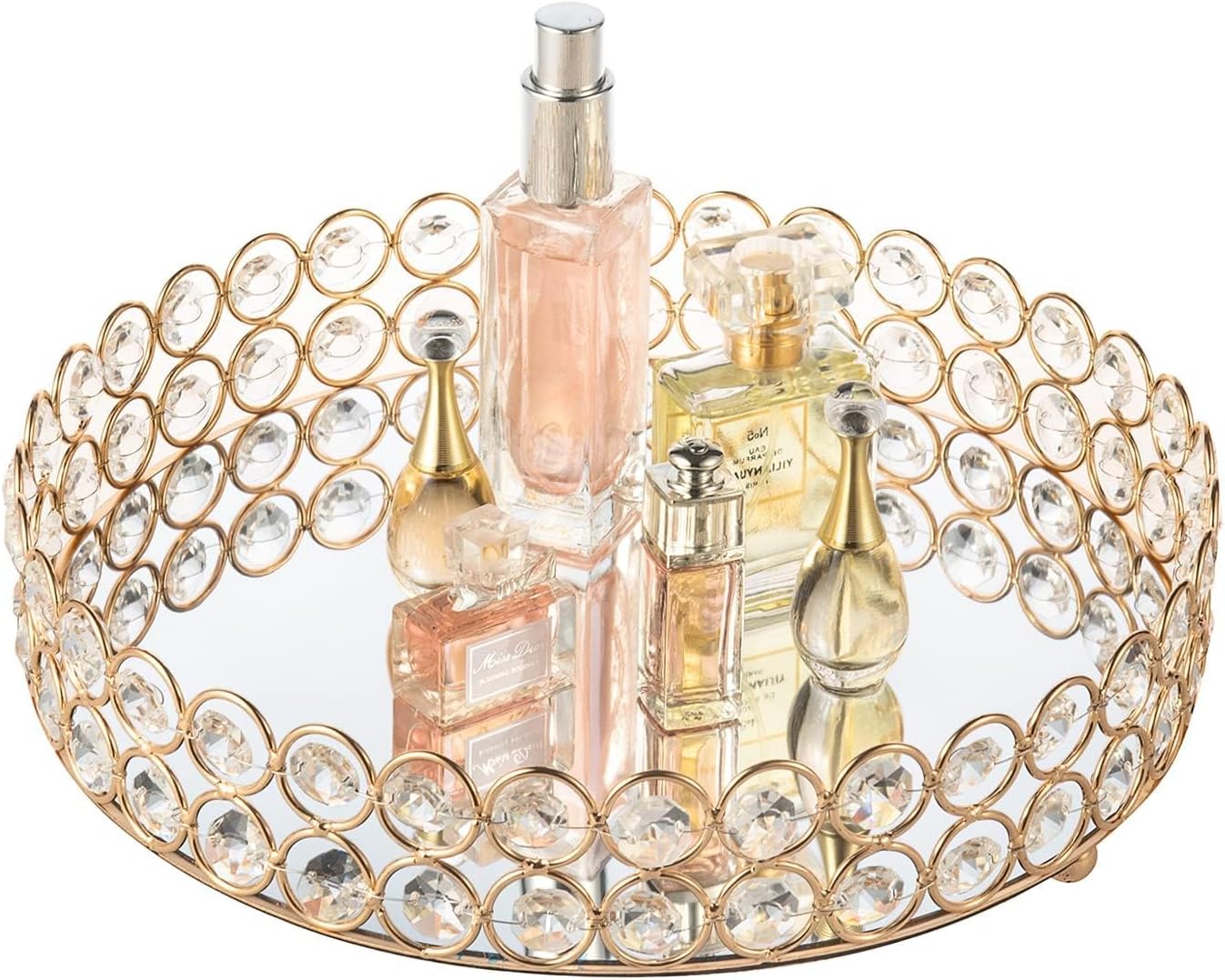Feyarl Crystal Mirrored Perfume and Makeup Vanity Tray
