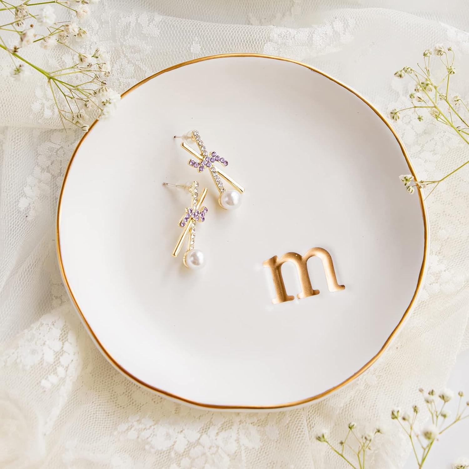 COLLECTIVE HOME Ceramic Jewelry Tray and Trinket Dish, Medium