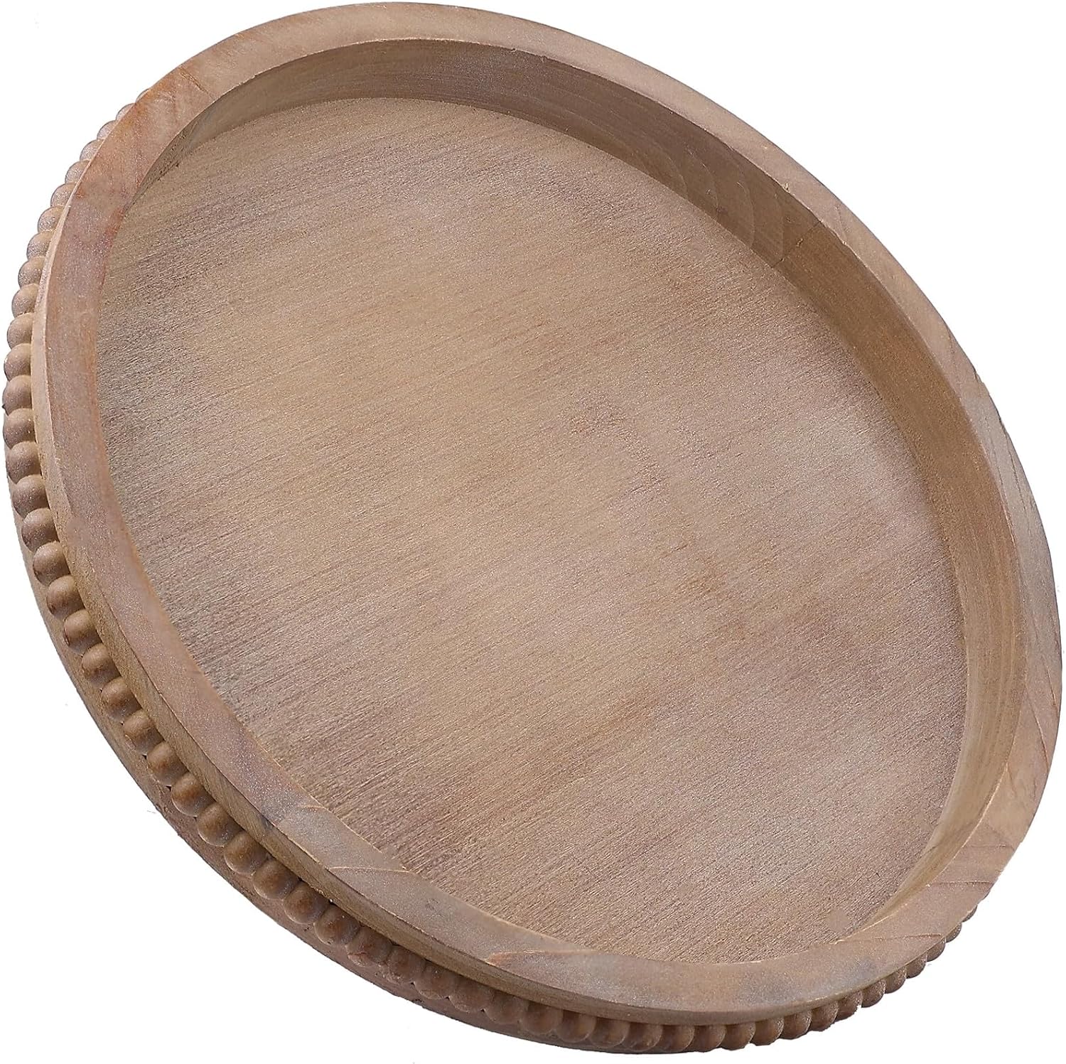 Hrastany Round Wood Decorative Serving Tray for Coffee Table, Brown