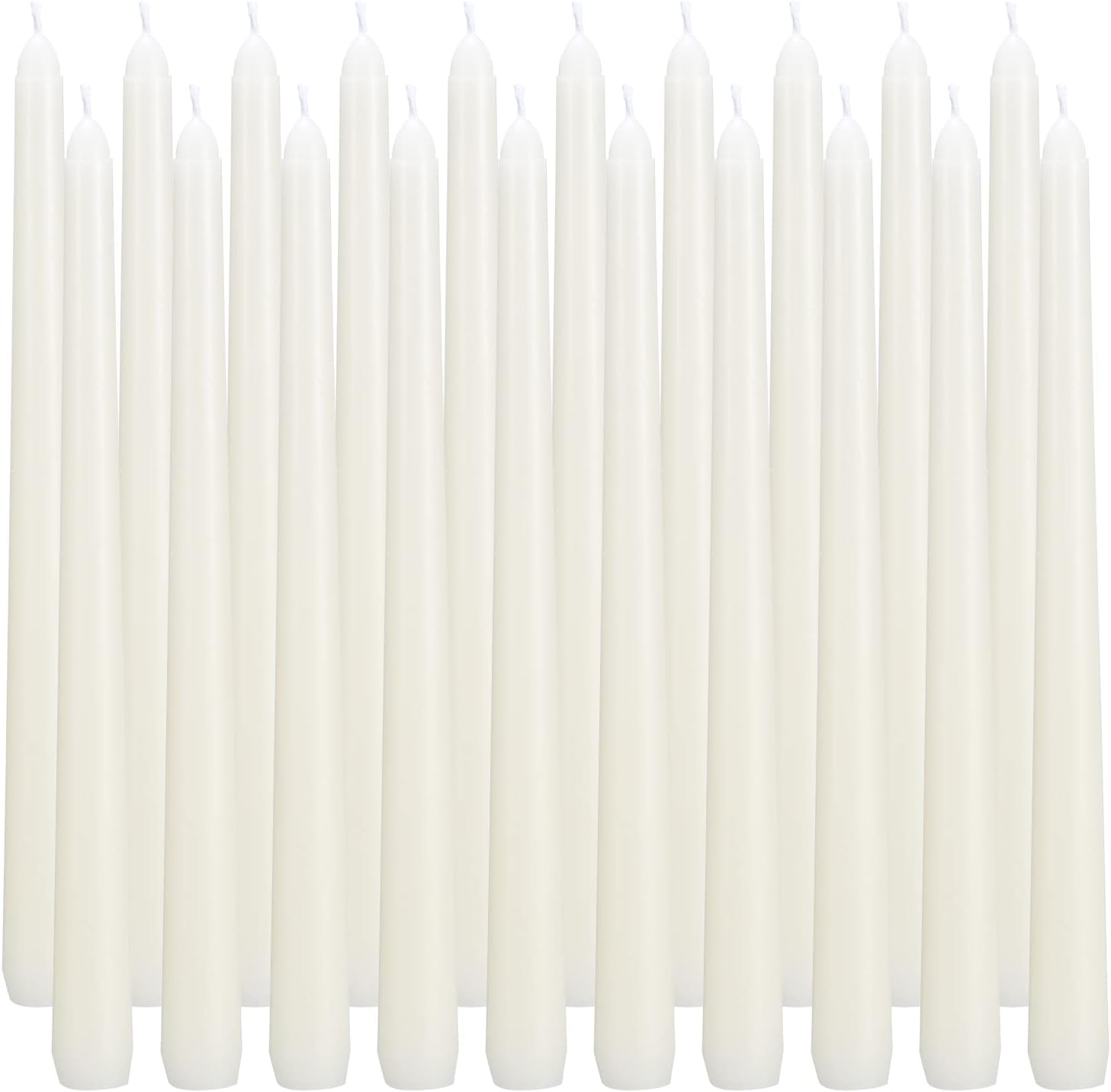 flamecan Ivory Taper Candles, Set of 40, 10 Inch, Unscented and Smokeless