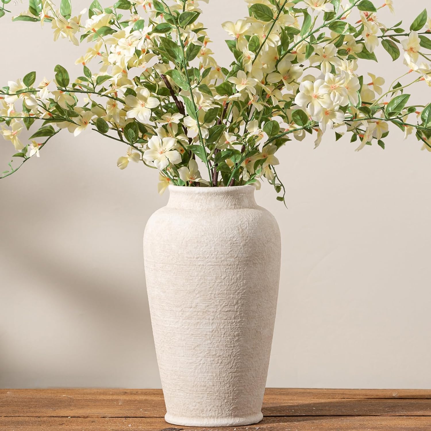 Large Tall Ceramic Flower Vase, Rustic Farmhouse Style