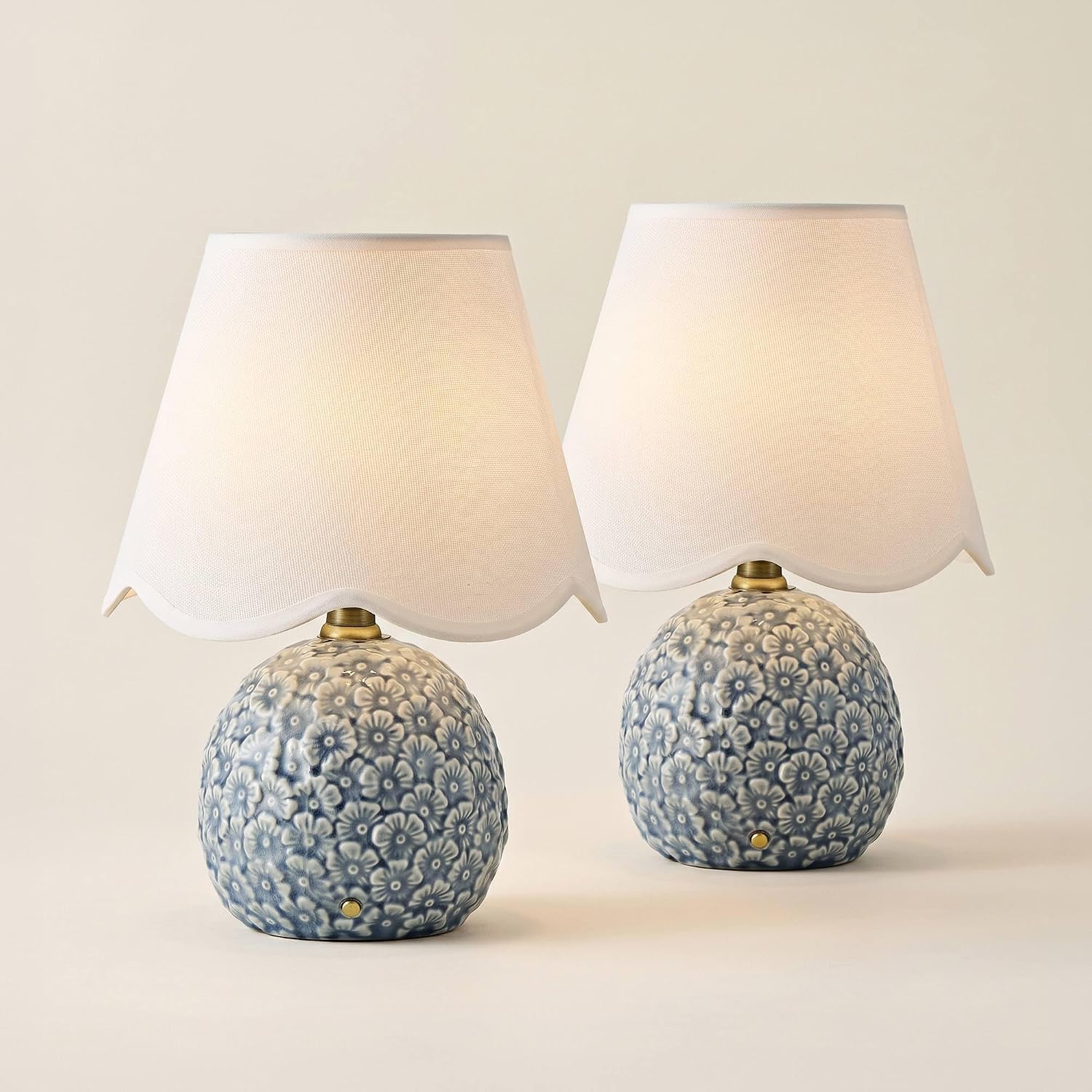 Possini Euro Hemings Blue Floral Battery Powered Accent Lamp Set, 12 Inch