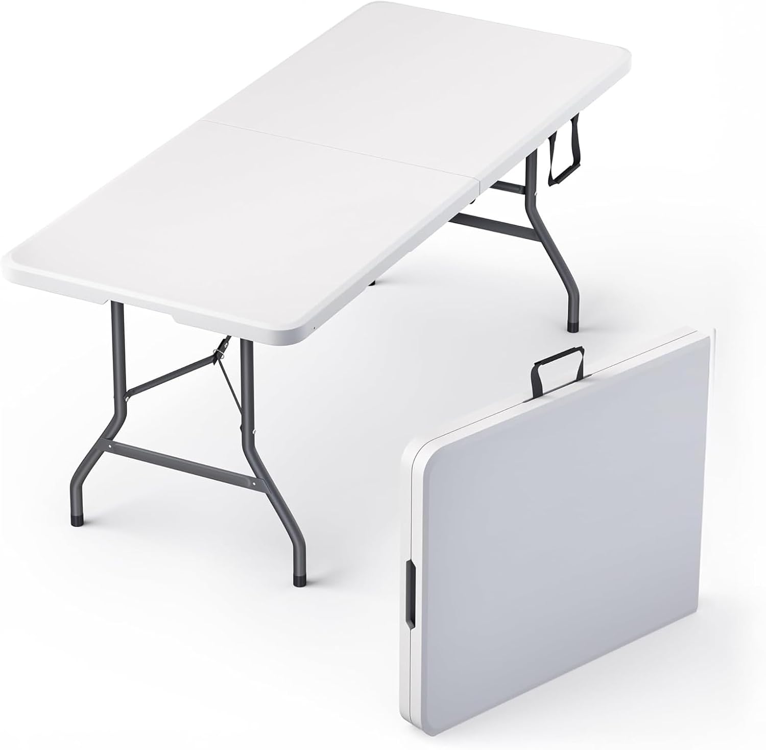 6 Ft Heavy Duty Folding Table with Carry Handle and Steel Legs