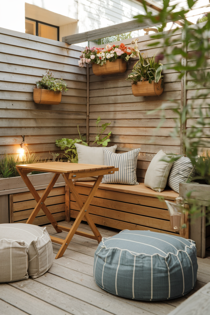Multi-functional outdoor furniture maximizing small space utility