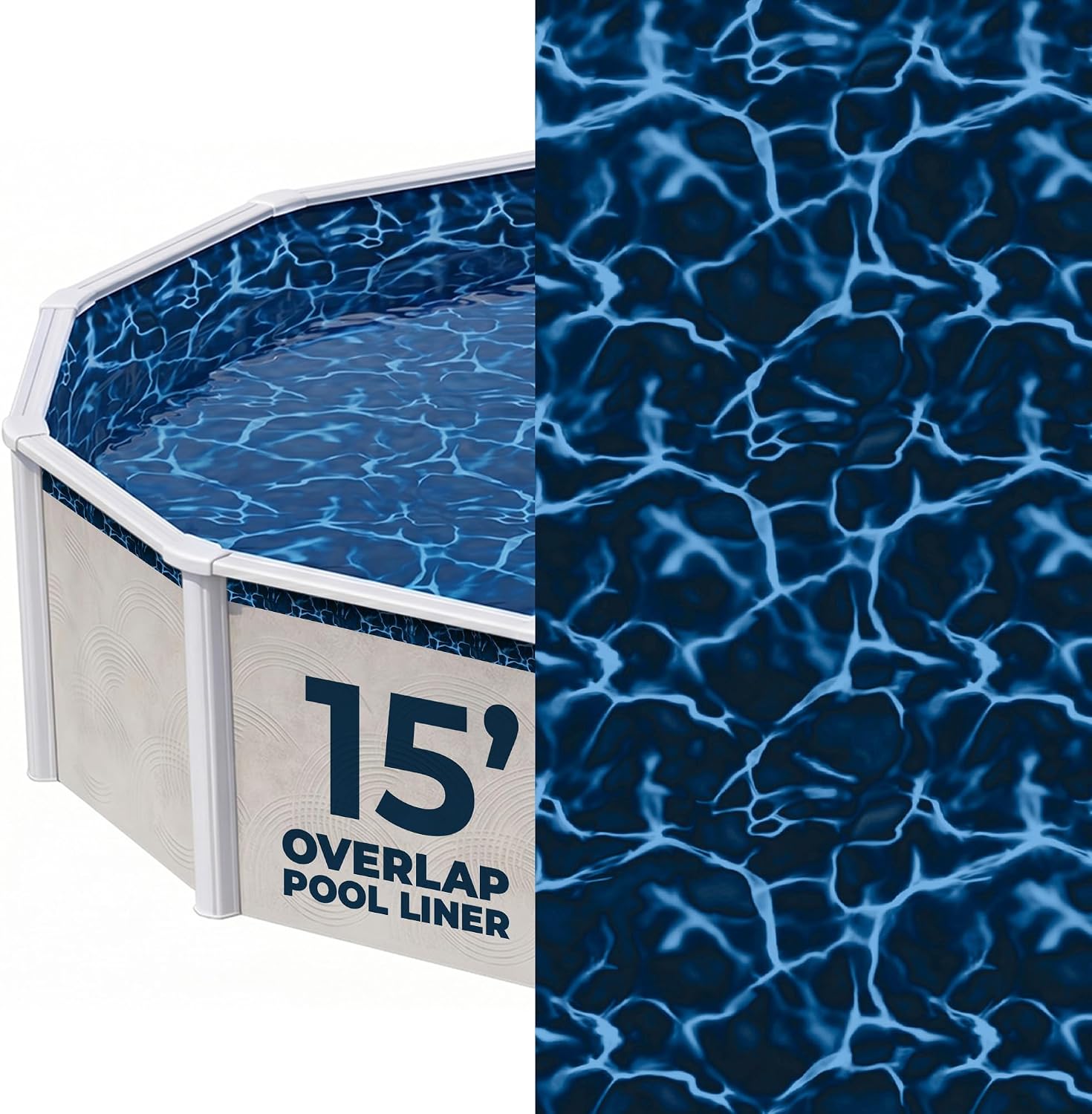 Blue Wave Evening Bay 15 Ft Round Overlap Pool Liner for Above Ground Pools