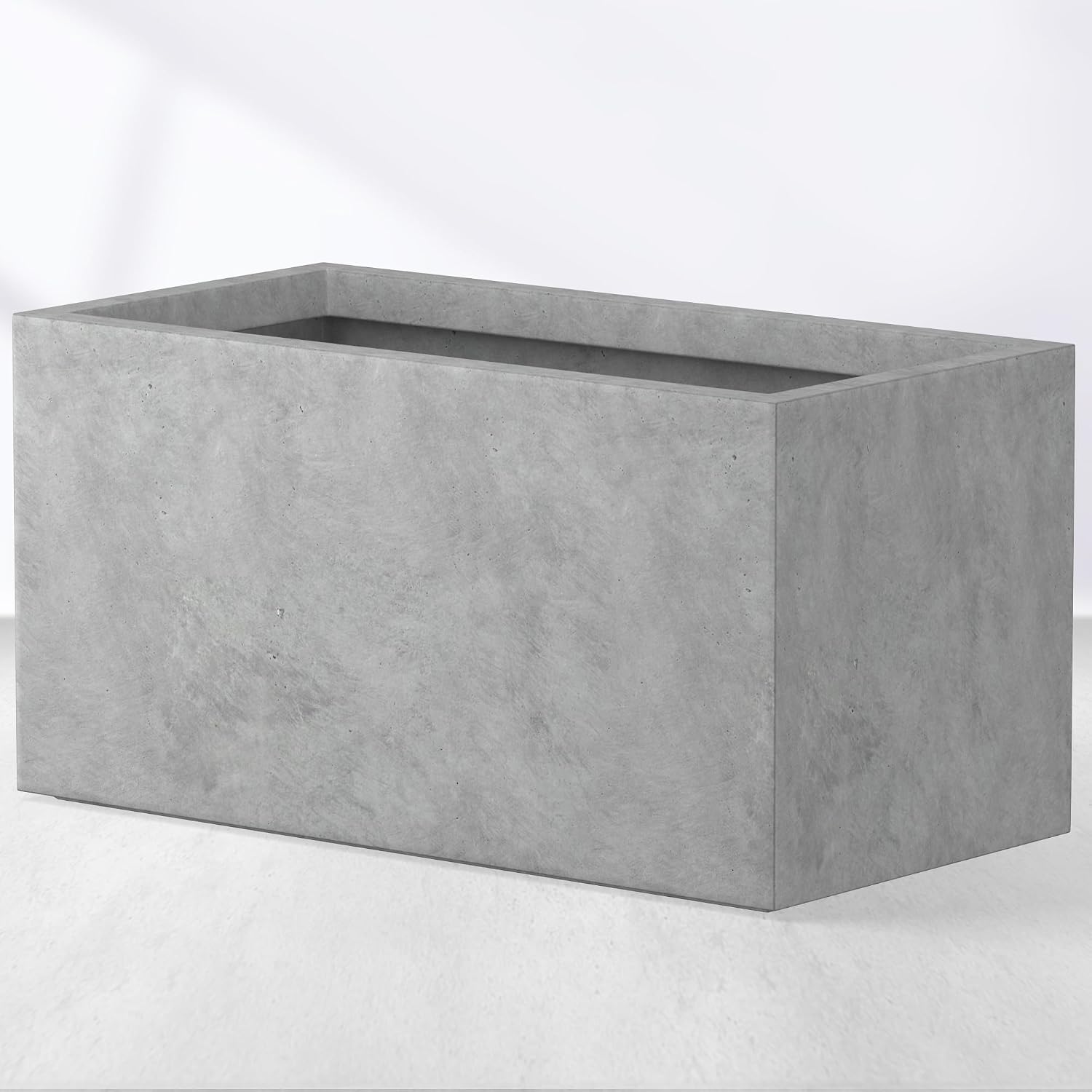 Kante Modern Rectangular Pale Gray Concrete Planter, 23 x 12 x 12 Inch