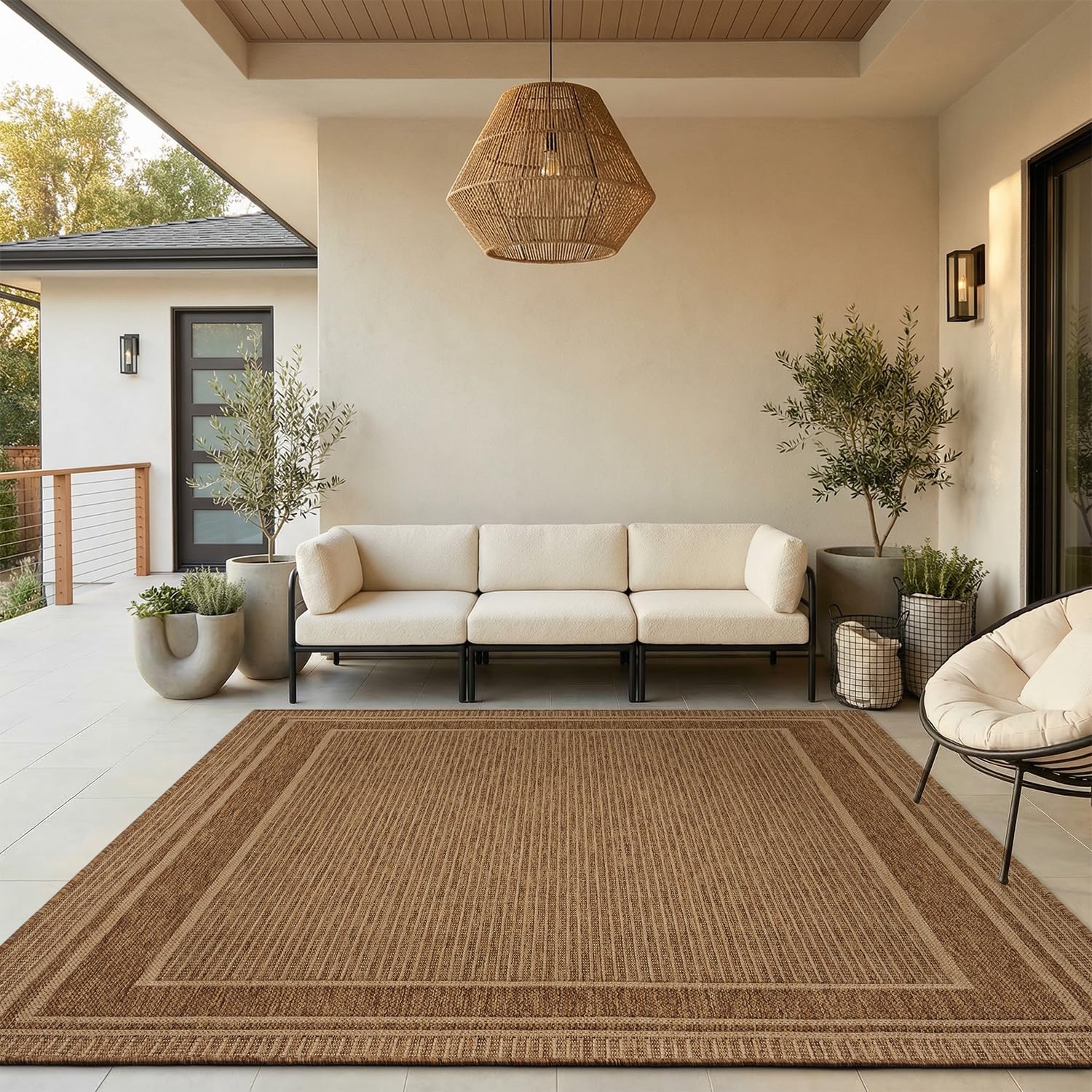 MontVoo Polypropylene Indoor Outdoor Patio Rug, 8 x 10 Ft