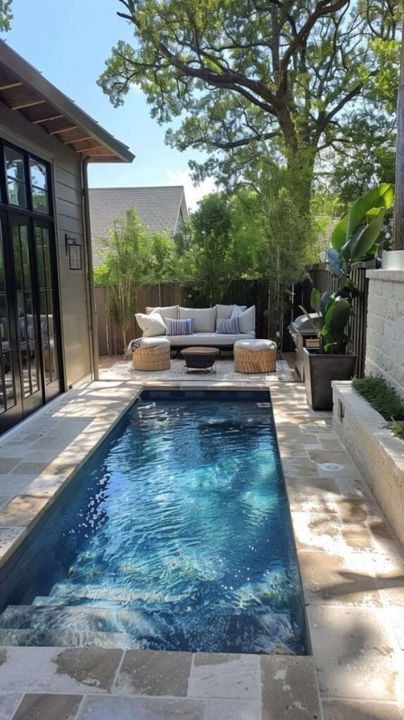 Minimalist pool design with clean lines and neutral surroundings