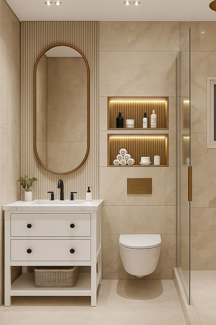 Compact bathroom vanity with a stone countertop
