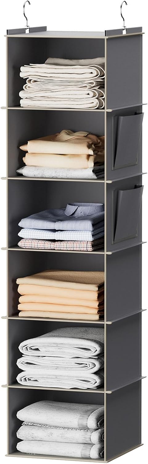YOUDENOVA 6-Shelf Hanging Closet Organizer, Grey