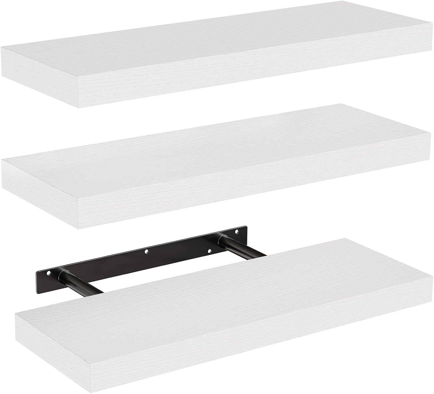 Amada 15.7 Inch Floating Shelves for Wall, Set of 3, White