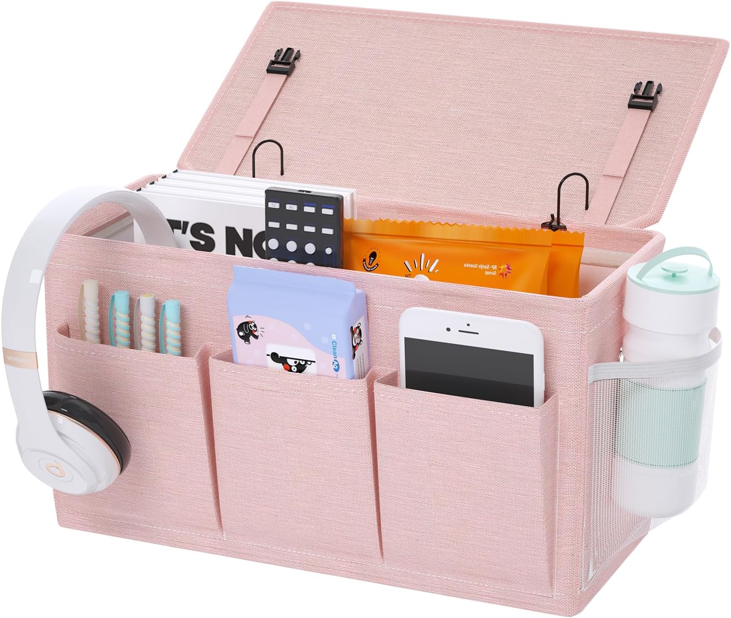 Bedside Caddy Storage Organizer with 6 Pockets for Bed Rails