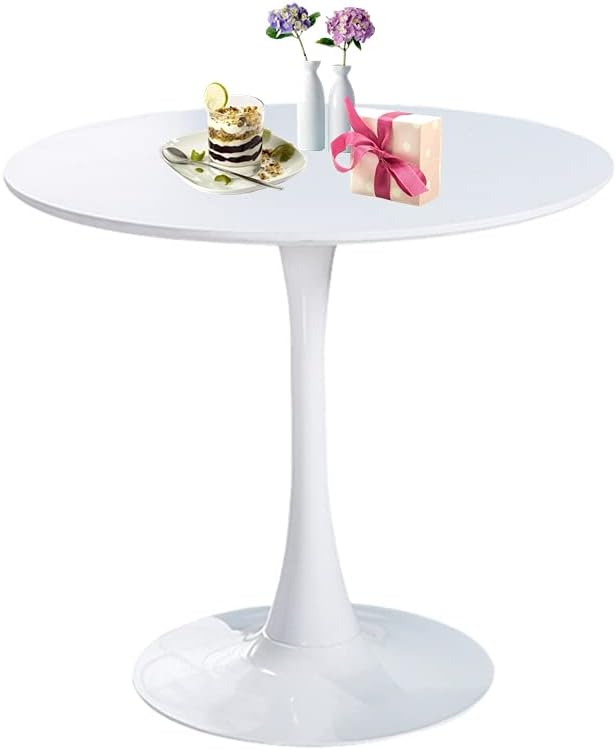 Round Dining Table White with Pedestal Base,31.5