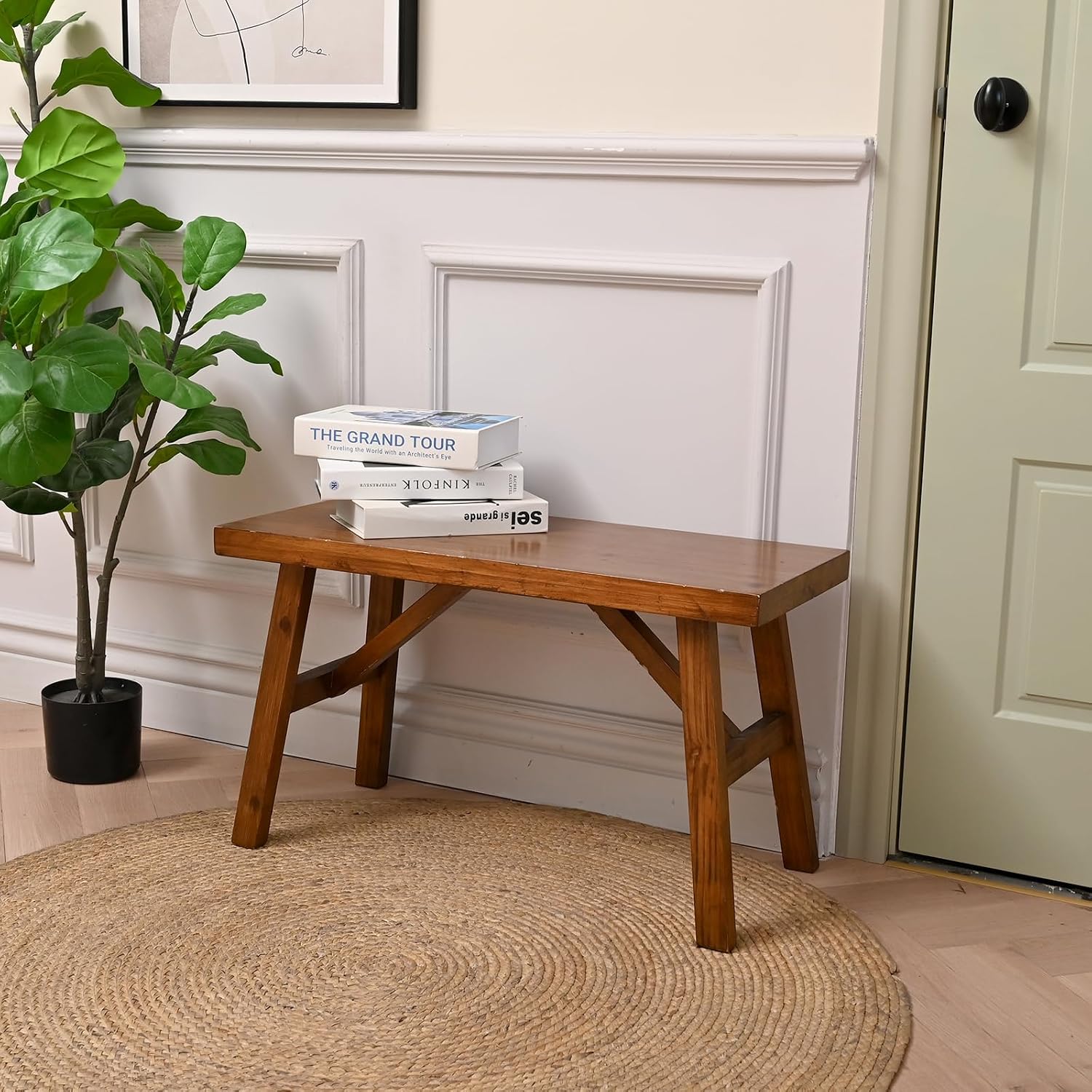 SwallowLiving Handcrafted Solid Wood Bench, 30