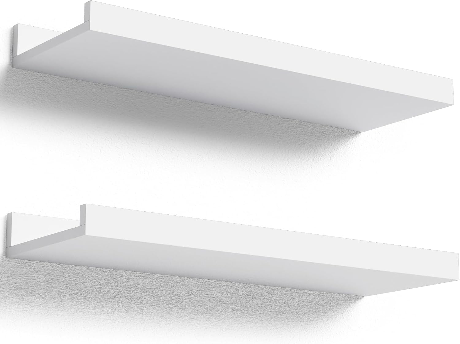 Boswillon Floating Shelves, Set of 2, 16 Inch, White, with Lip