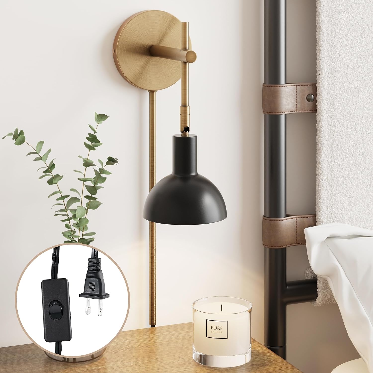 Nathan James Tamlin Wall-Mounted Plug-In Sconce Light