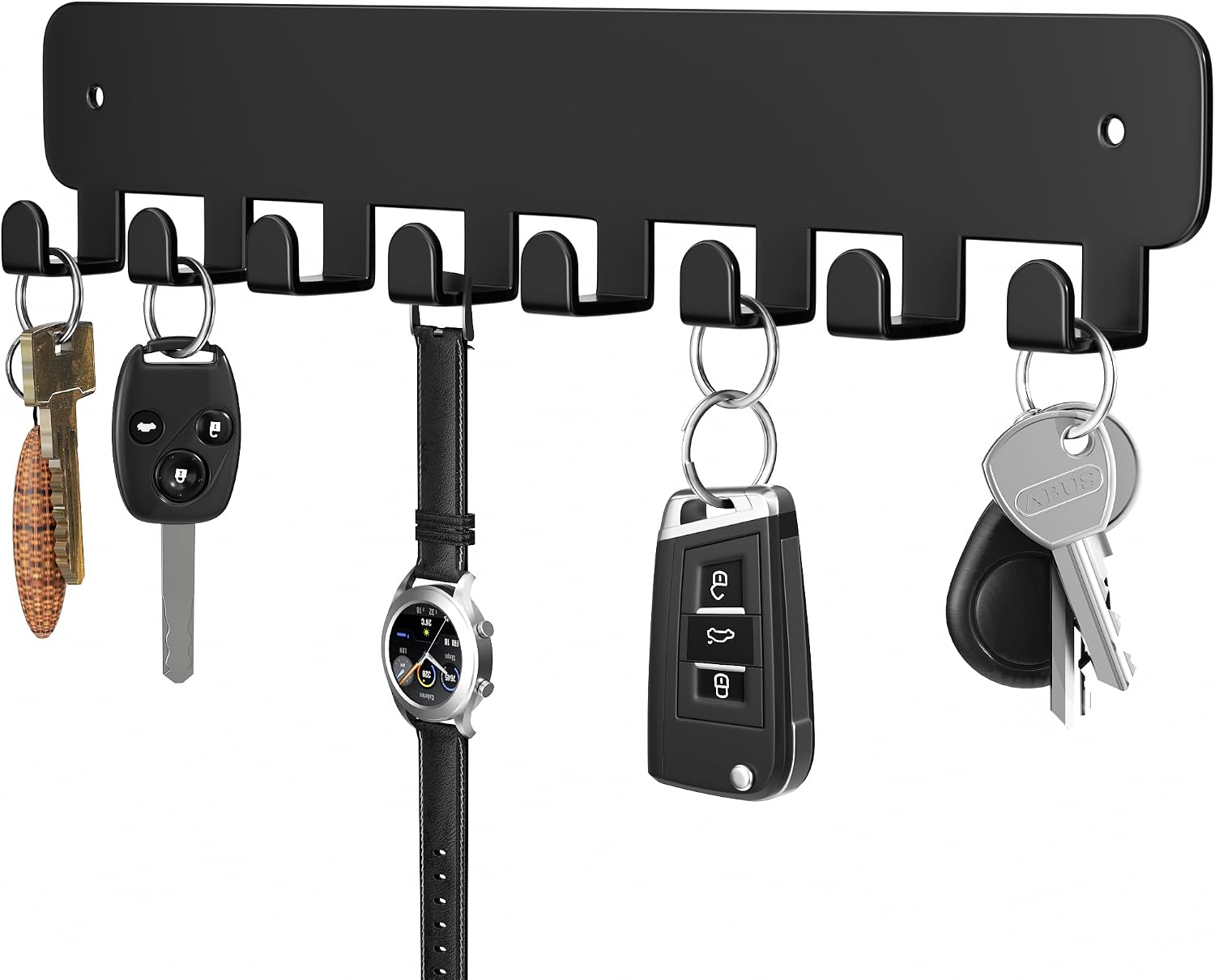 pickpiff Wall-Mount Key Rack with 8 Hooks, Adhesive or Screw Mount