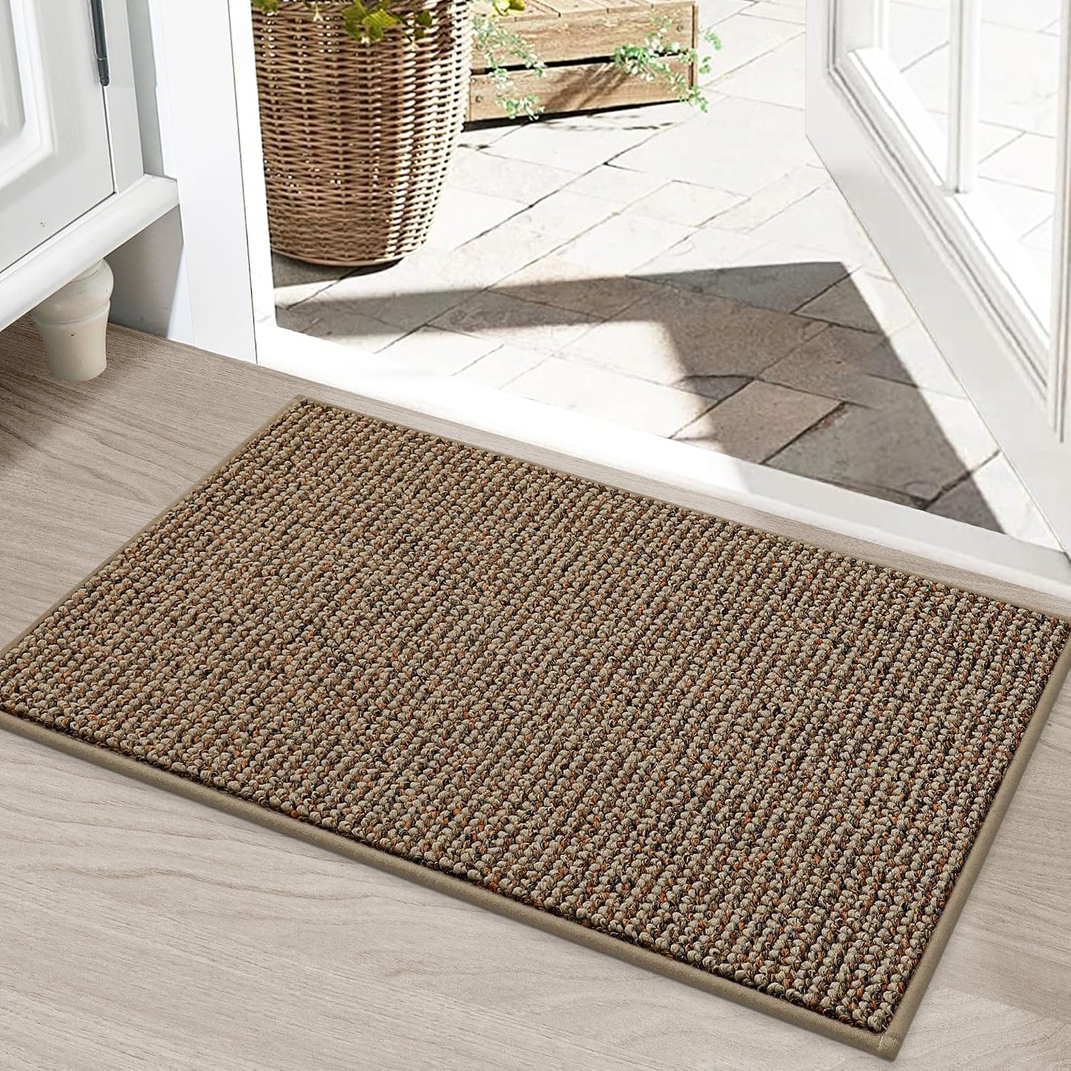 BEQHAUSE Dirt Trapper Door Mat, 20 x 32 Inch, Non-Slip, Washable, Beige