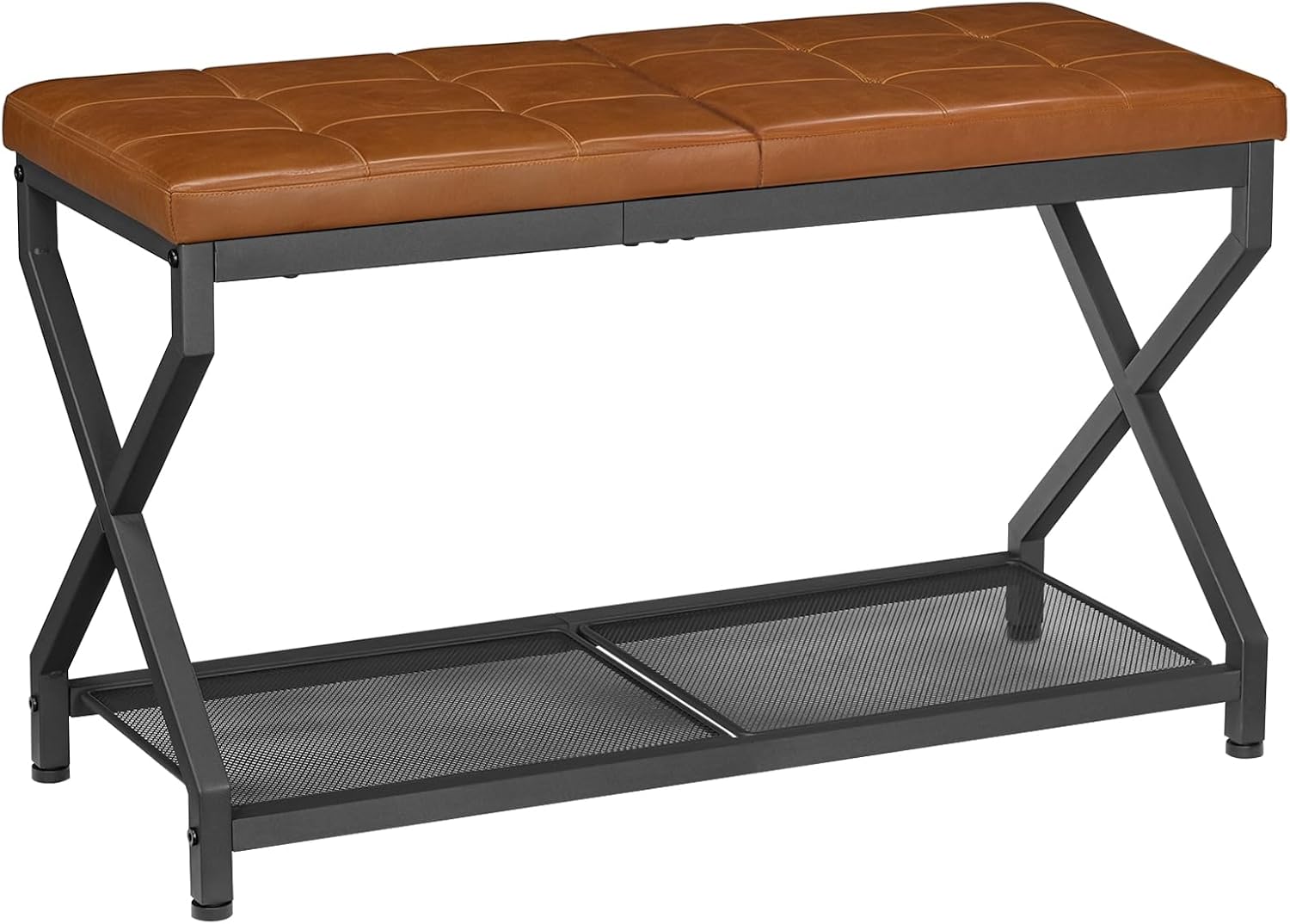 HOOBRO 29.5 Inch Entryway Shoe Bench with Tufted PU Leather Cushion