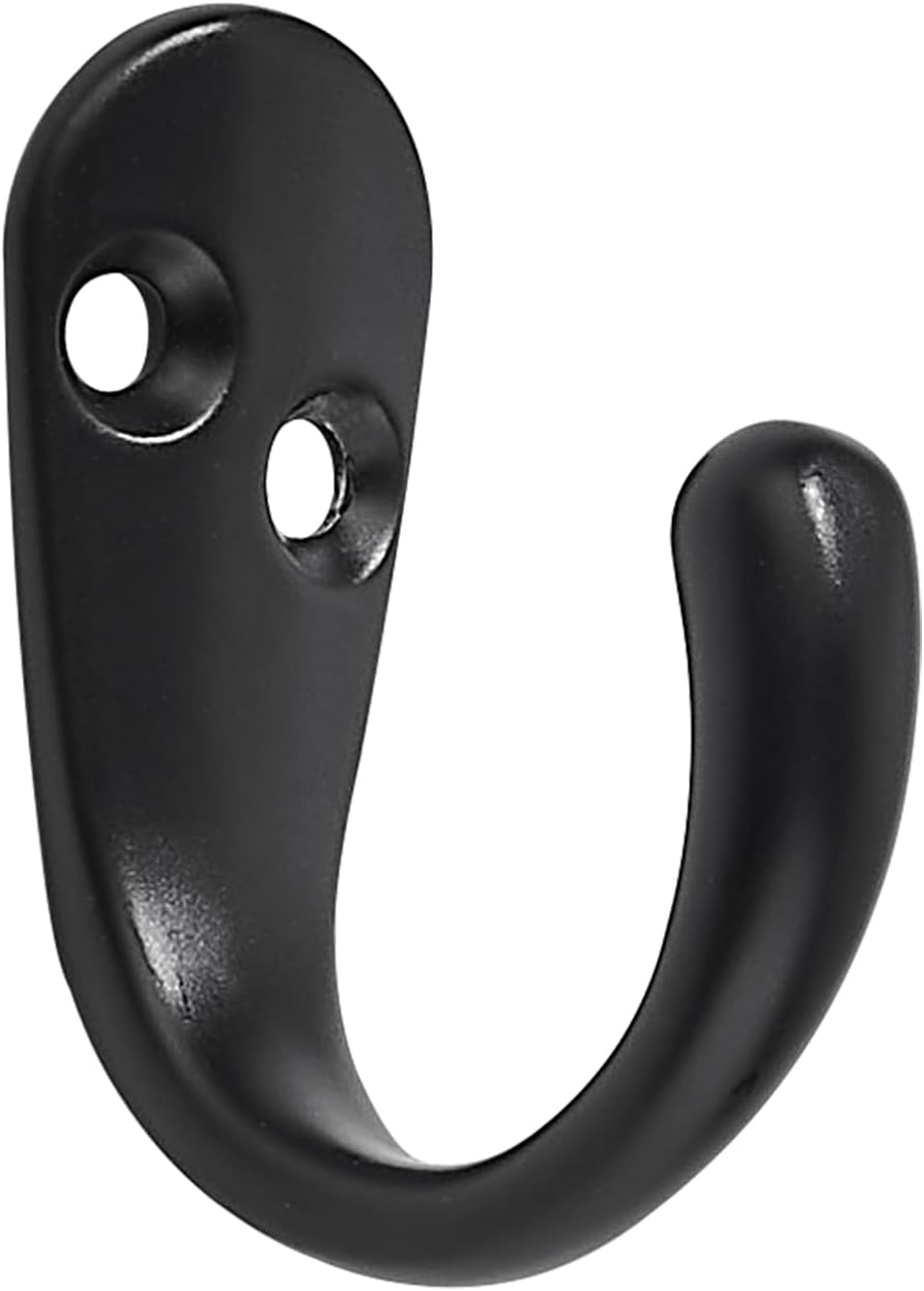 khtumeware Matte Black Single Prong Wall Hooks, 2 Pack
