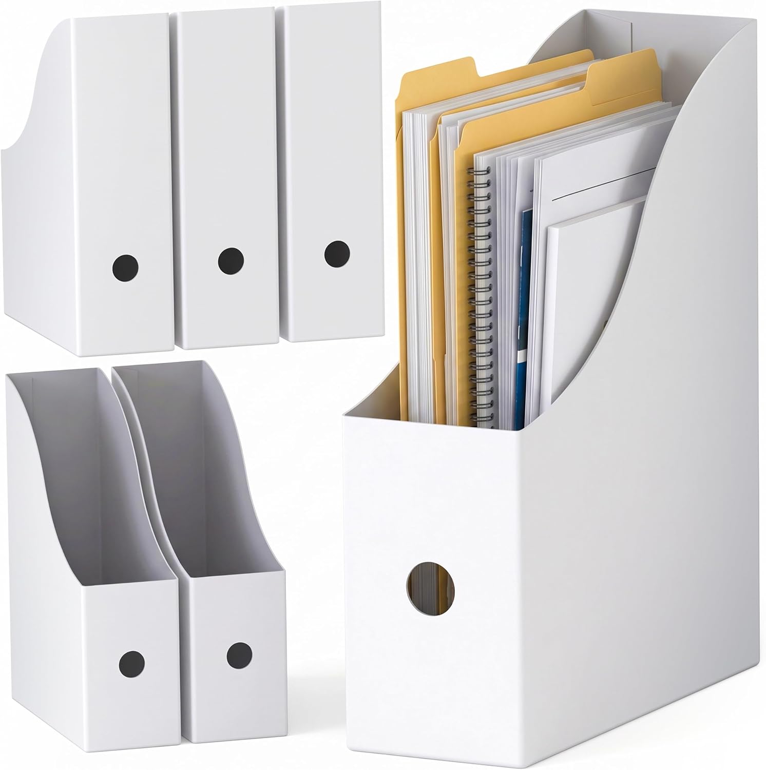 Simple Houseware 6 Pack Foldable Magazine File Holder Boxes, White