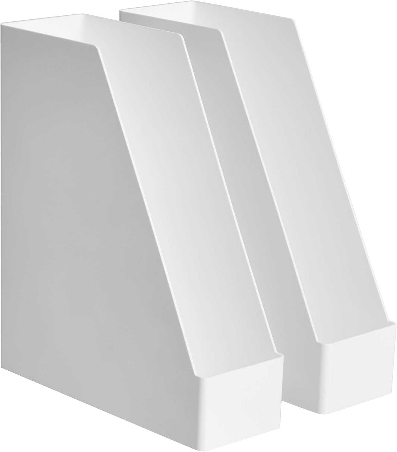 Amazon Basics White Plastic Magazine File Holder Organizer, 2 Pack