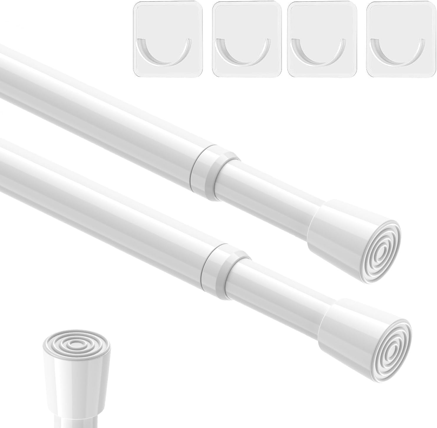 AIZESI 2 Pack Adjustable Spring Tension Rods, 26 to 39 Inch, White