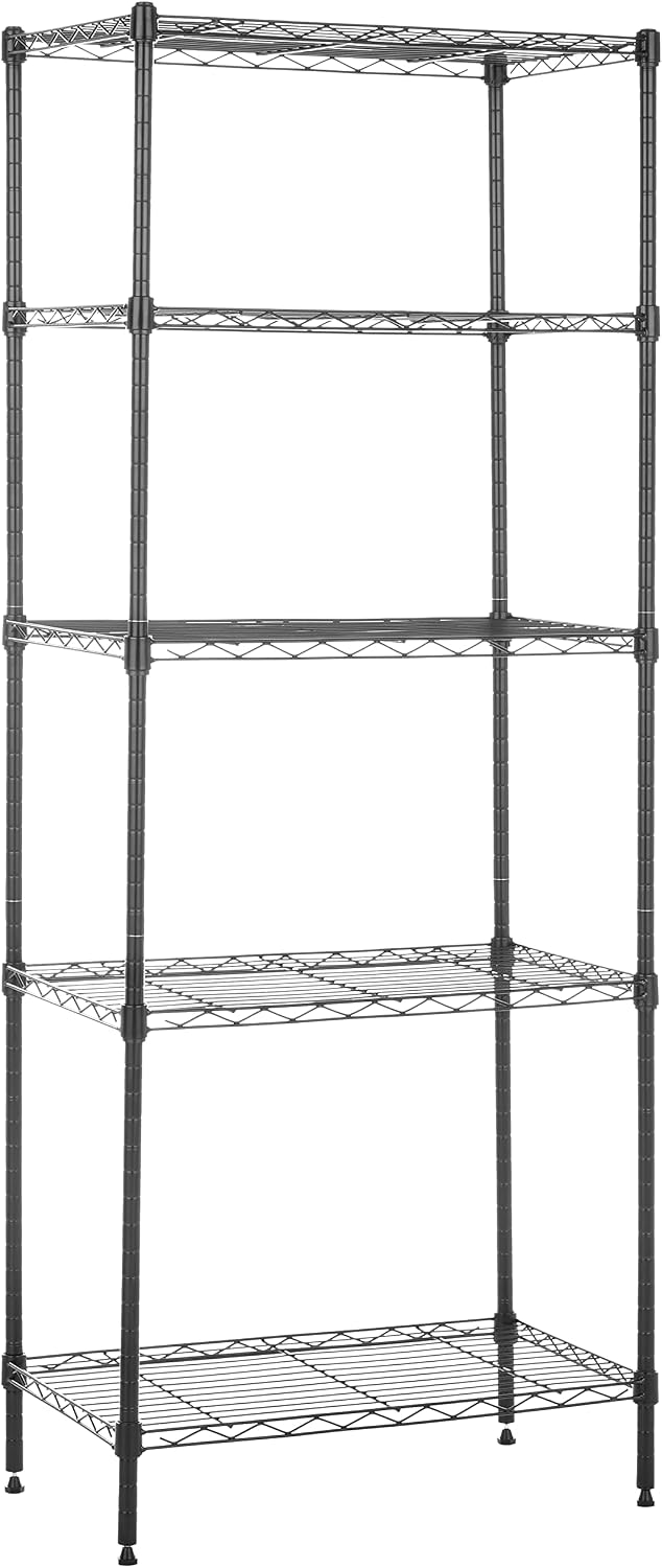 Amazon Basics 5-Shelf Adjustable Steel Shelving Unit, 200 lb Per Shelf