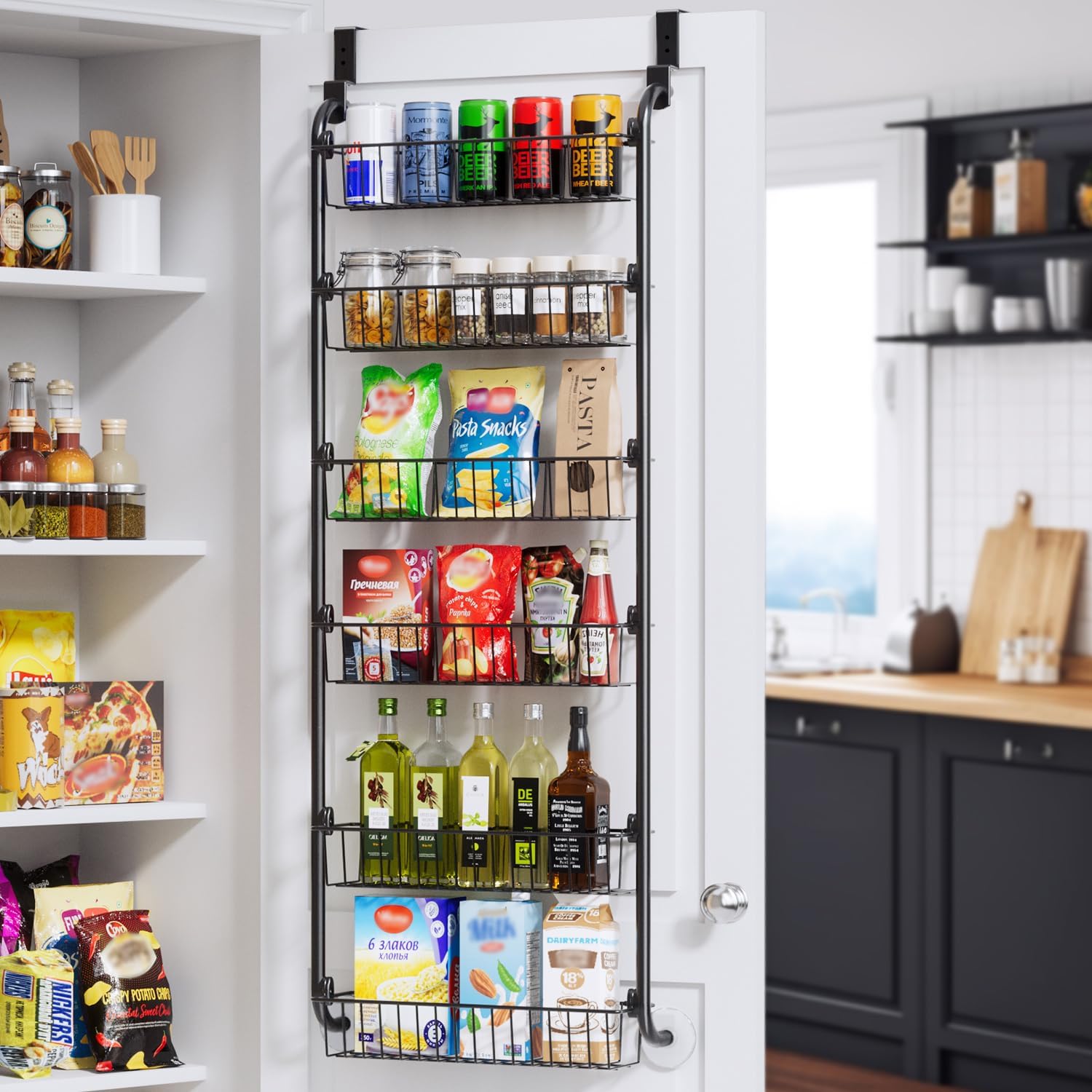 Delamu 6-Tier Metal Over-the-Door Pantry Organizer